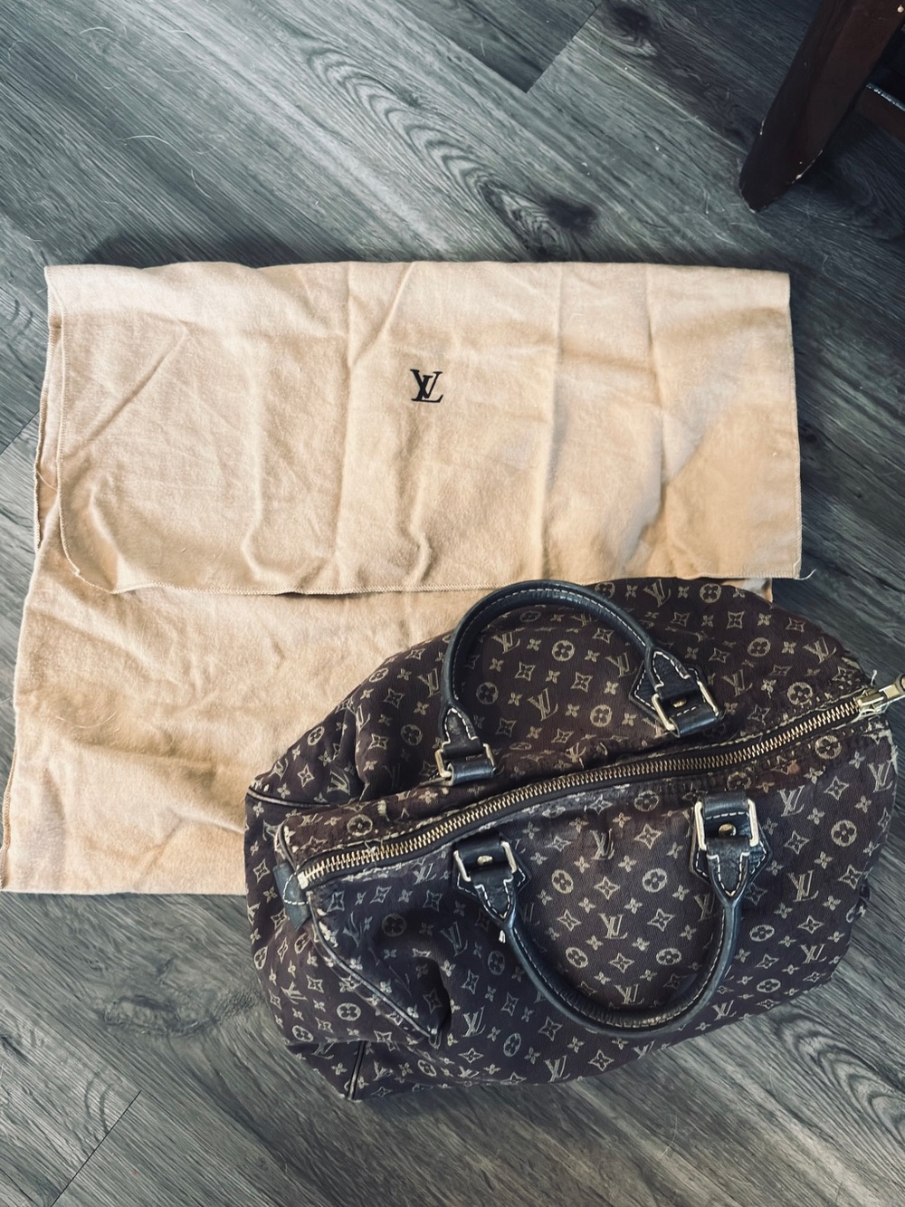 Louis Vuitton Brown Monogram Canvas Satchel with Dark Leather Handles